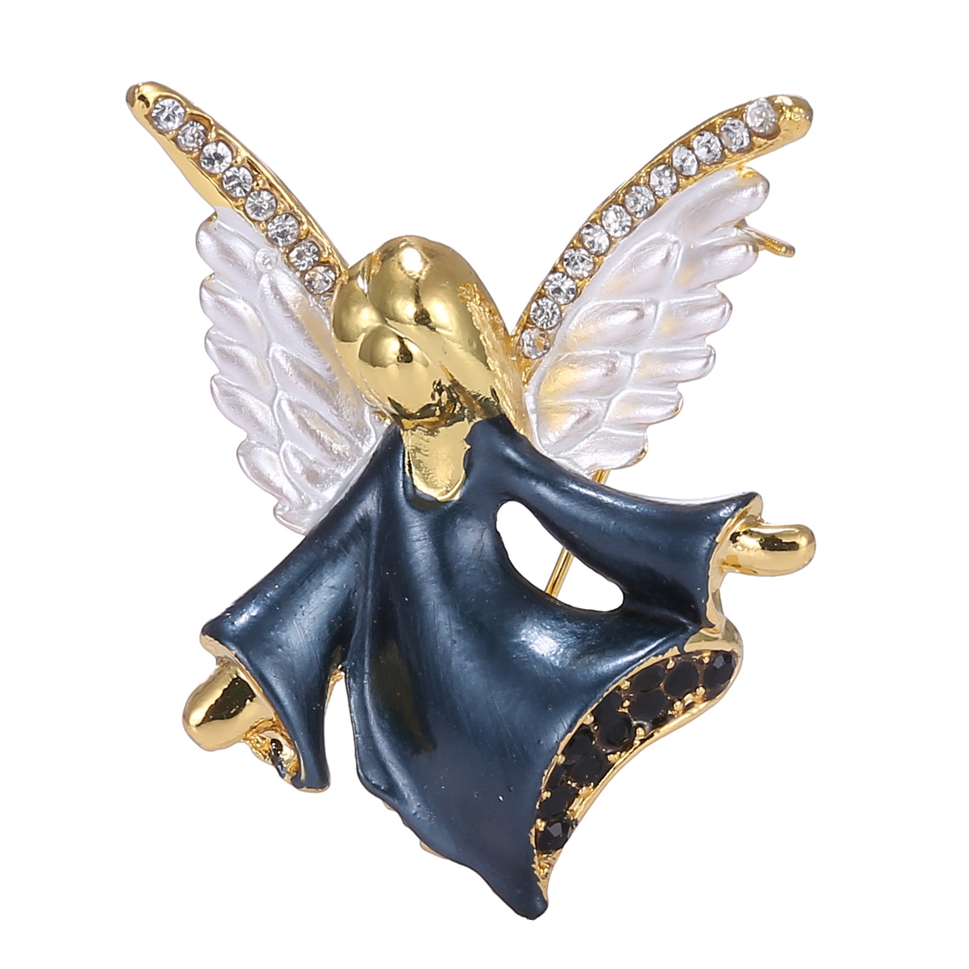 Navy Blue Angel on the Shoulder Brooch