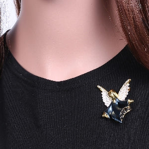 Navy Blue Angel on the Shoulder Brooch